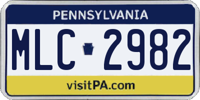 PA license plate MLC2982