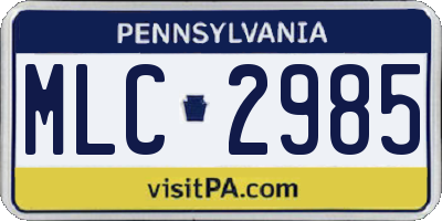 PA license plate MLC2985