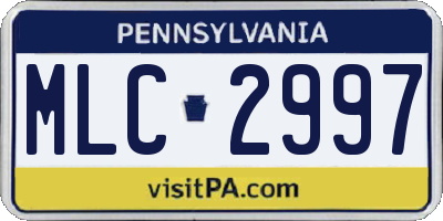 PA license plate MLC2997