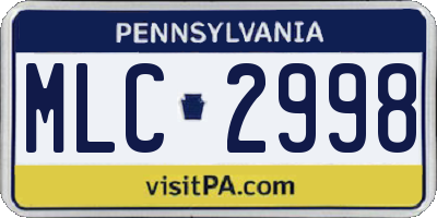 PA license plate MLC2998