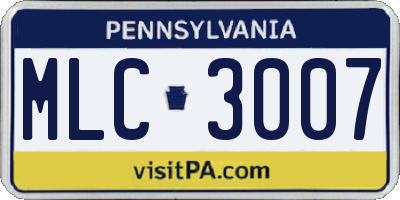 PA license plate MLC3007