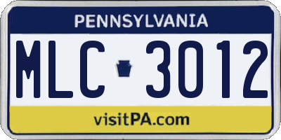 PA license plate MLC3012