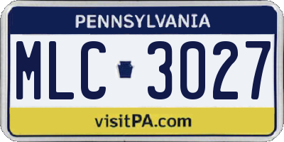 PA license plate MLC3027