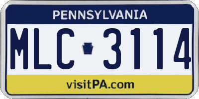PA license plate MLC3114