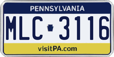 PA license plate MLC3116
