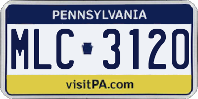 PA license plate MLC3120