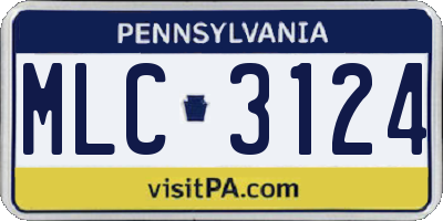 PA license plate MLC3124