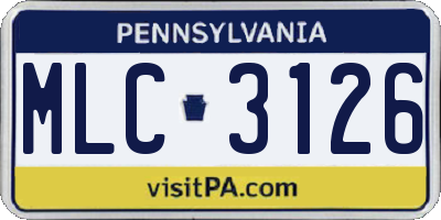 PA license plate MLC3126