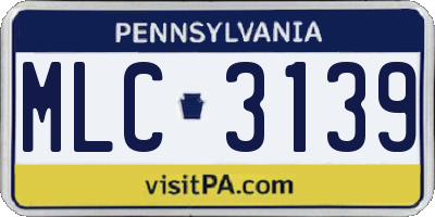 PA license plate MLC3139