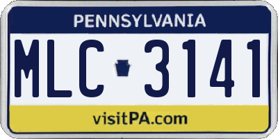PA license plate MLC3141