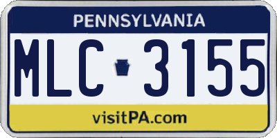 PA license plate MLC3155