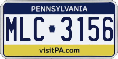 PA license plate MLC3156
