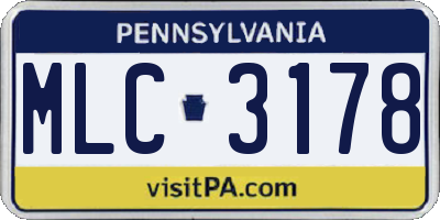 PA license plate MLC3178