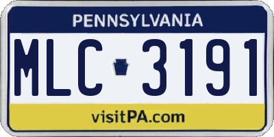 PA license plate MLC3191