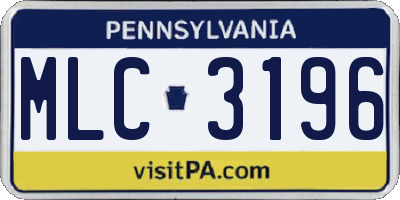 PA license plate MLC3196