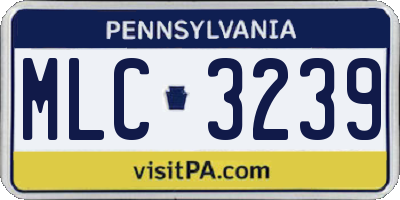 PA license plate MLC3239