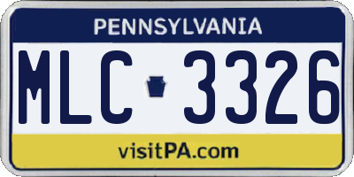 PA license plate MLC3326