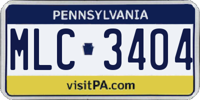PA license plate MLC3404