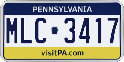 PA license plate MLC3417