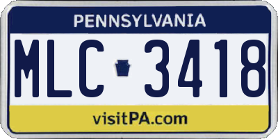 PA license plate MLC3418