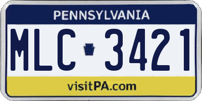 PA license plate MLC3421