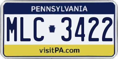 PA license plate MLC3422