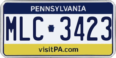 PA license plate MLC3423