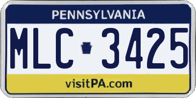 PA license plate MLC3425