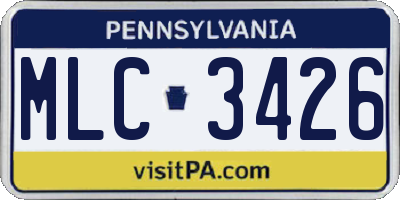 PA license plate MLC3426