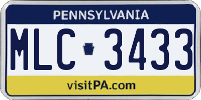 PA license plate MLC3433