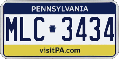 PA license plate MLC3434