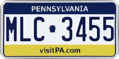 PA license plate MLC3455