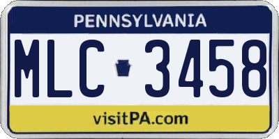 PA license plate MLC3458
