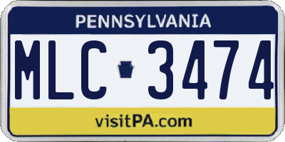 PA license plate MLC3474