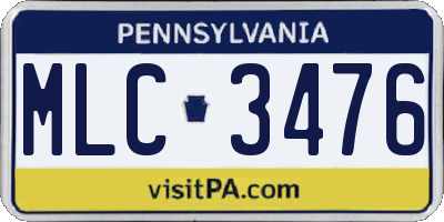 PA license plate MLC3476