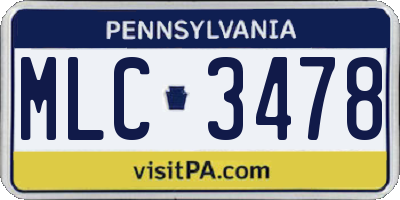 PA license plate MLC3478