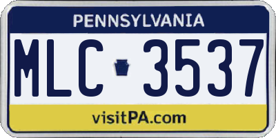 PA license plate MLC3537