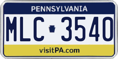PA license plate MLC3540
