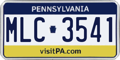 PA license plate MLC3541