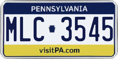 PA license plate MLC3545