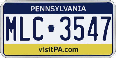PA license plate MLC3547