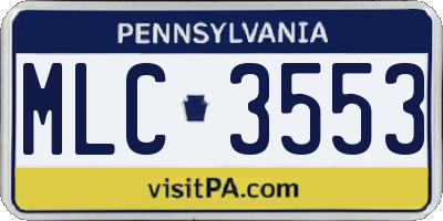 PA license plate MLC3553