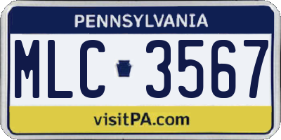 PA license plate MLC3567