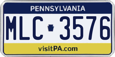PA license plate MLC3576