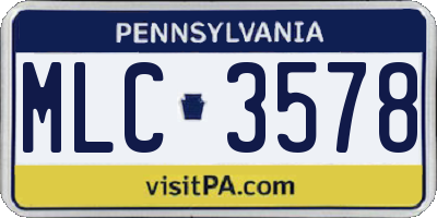 PA license plate MLC3578