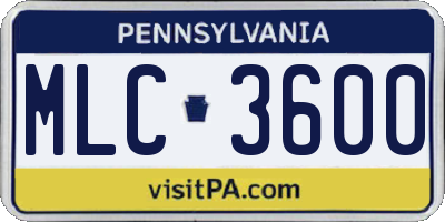 PA license plate MLC3600