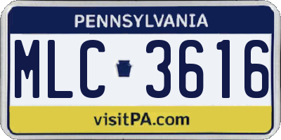 PA license plate MLC3616