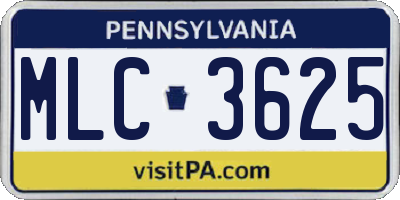 PA license plate MLC3625