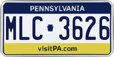 PA license plate MLC3626