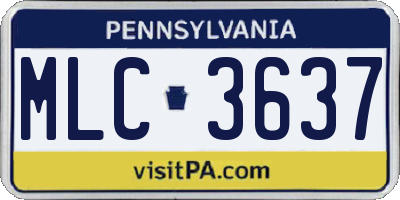 PA license plate MLC3637